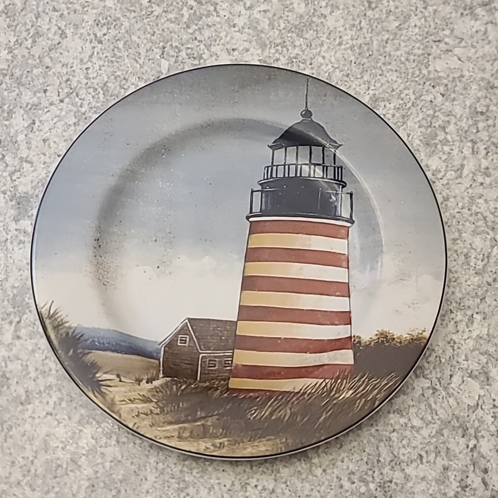 ONEIDA Lighthouse Themed Ceramic Plate Set The Art of Dining by the Sea - Picture 5 of 6